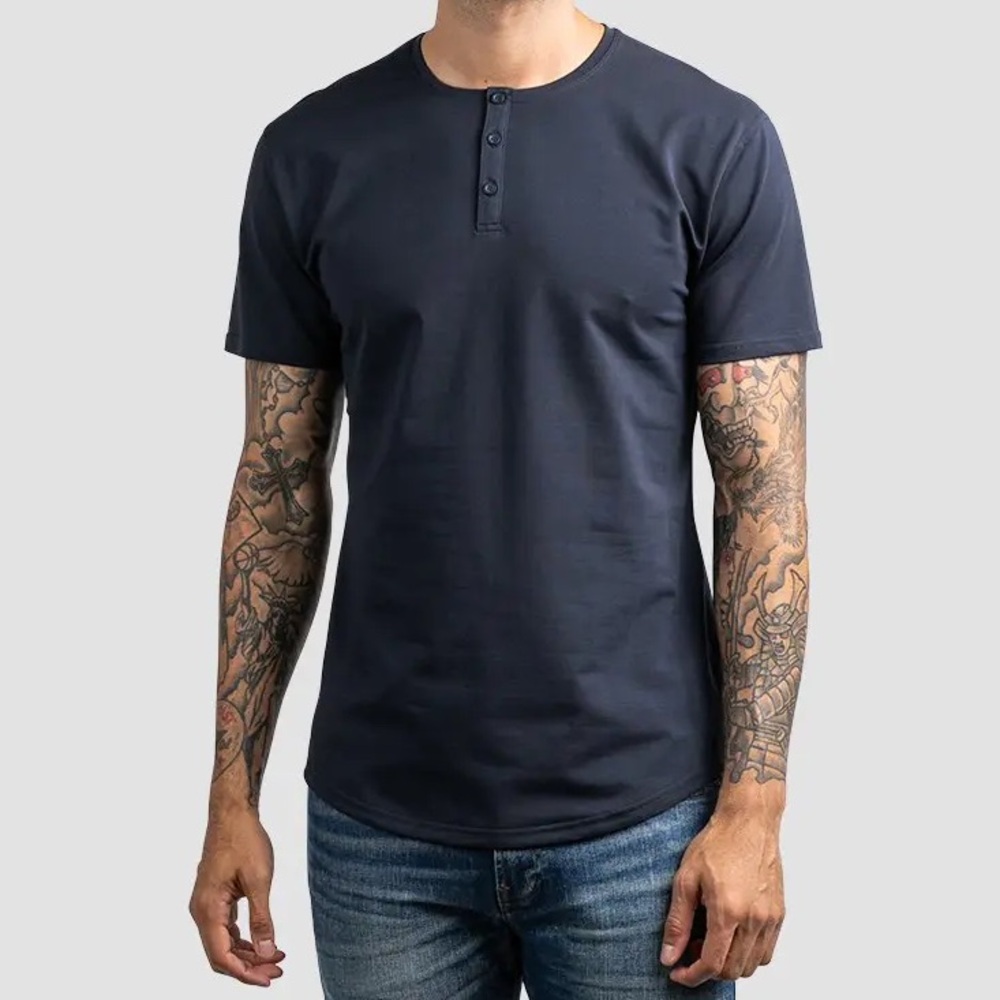 BYLT Premium Basics Signature Drop-Cut Short Sleeve Henley